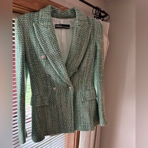 Zara Green Blazer with Notched Lapels